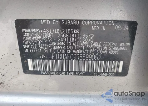 2024 Subaru Impreza Sport 5-Door from USA, damaged, VIN JF1GUAFC9R8899052